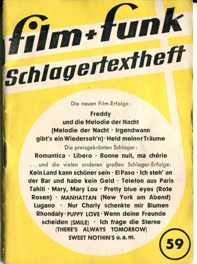 FILM PLUS FUNK SCHLAGERTEXTHEFT magazine side cover Issue 59   