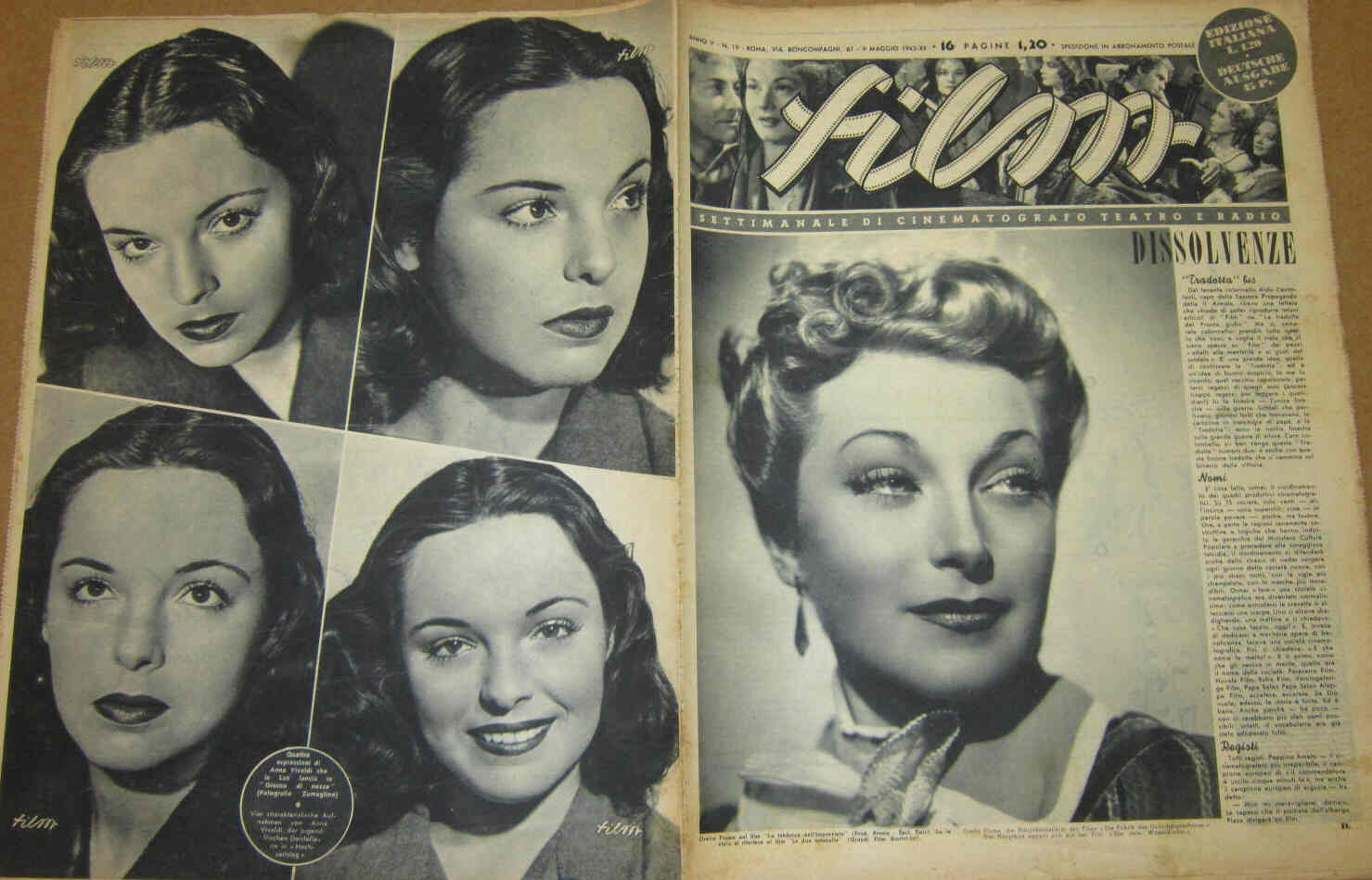 FILM (1938-50) magazine side cover Issue 19 9 May 1942