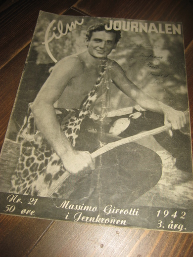 FILMJOURNALEN (Norway) magazine side cover Issue 21  1942