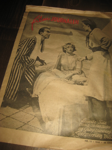 FILMJOURNALEN (Norway) magazine side cover Issue 13  1945