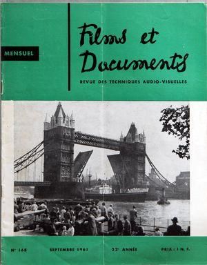 FILMS ET DOCUMENTS magazine side cover Issue 168  September 1961