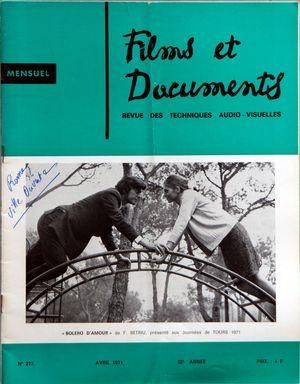 FILMS ET DOCUMENTS magazine side cover Issue 275  April 1971