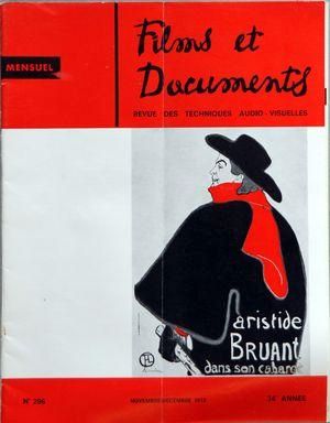 FILMS ET DOCUMENTS magazine side cover Issue 296  November 1973