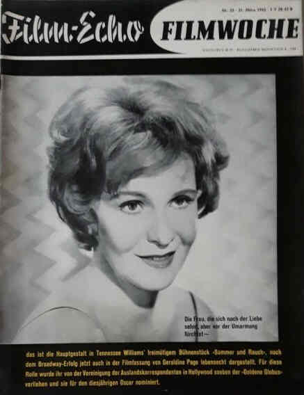 FILM-ECHO FILMWOCHE magazine side cover Issue 23 21 March 1962