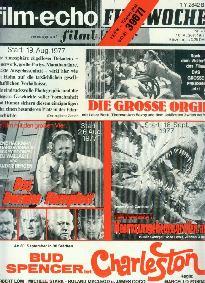 FILM-ECHO FILMWOCHE magazine side cover Issue 43 10 August 1977