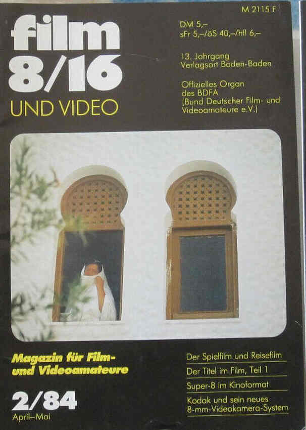 FILM 8/16 UND VIDEO magazine side cover Issue 2  April/May 1984