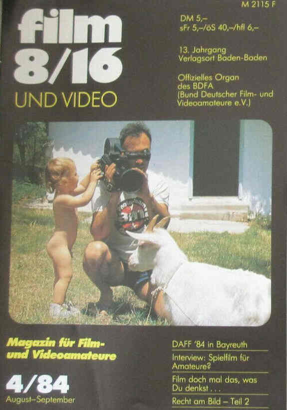FILM 8/16 UND VIDEO magazine side cover Issue 4  August/September 1984