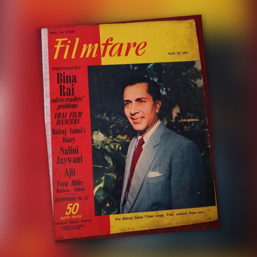 FILMFARE magazine side cover 12 April 1957