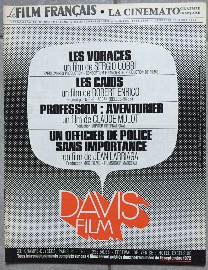 FILM FRANCAIS | LE magazine side cover Issue 1448 18 August 1972