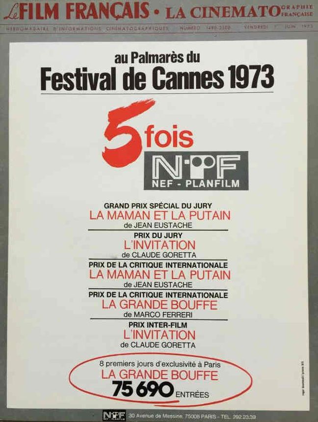 FILM FRANCAIS | LE magazine side cover Issue 1490 1 June 1973