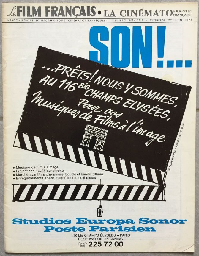 FILM FRANCAIS | LE magazine side cover Issue 1494 29 June 1973