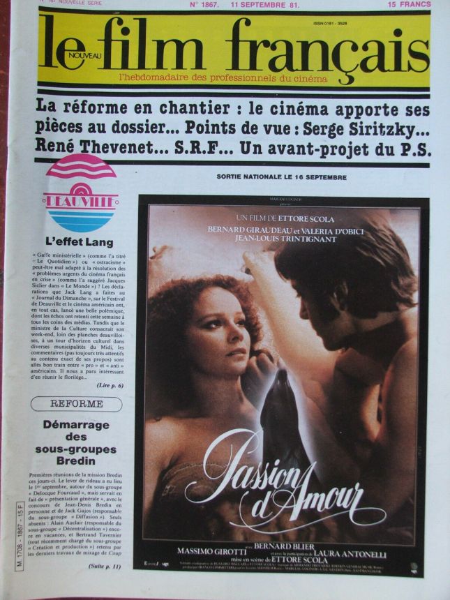 FILM FRANCAIS | LE magazine side cover Issue 1867 11 September 1981