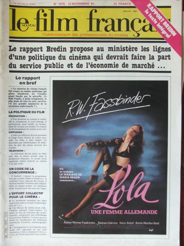 FILM FRANCAIS | LE magazine side cover Issue 1876 13 November 1981