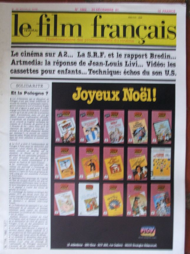 FILM FRANCAIS | LE magazine side cover Issue 1882 25 December 1981