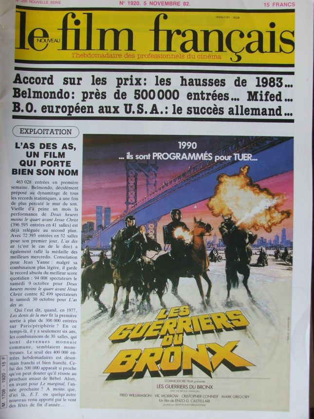 FILM FRANCAIS | LE magazine side cover Issue 1920 5 November 1982