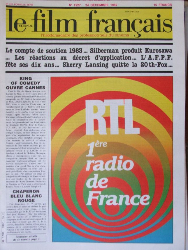 FILM FRANCAIS | LE magazine side cover Issue 1927 24 December 1982