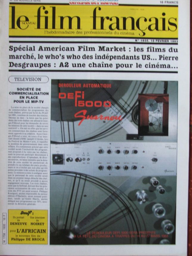 FILM FRANCAIS | LE magazine side cover Issue 1935 18 February 1983
