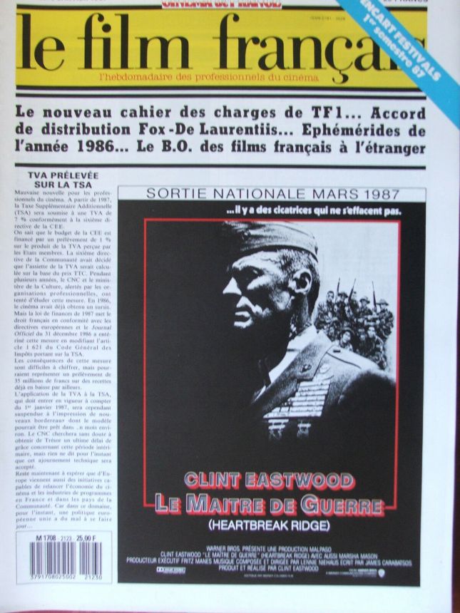 FILM FRANCAIS | LE magazine side cover Issue 2123 9 January 1987
