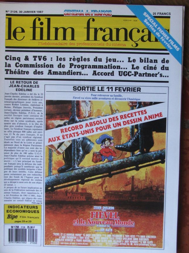 FILM FRANCAIS | LE magazine side cover Issue 2126 30 January 1987