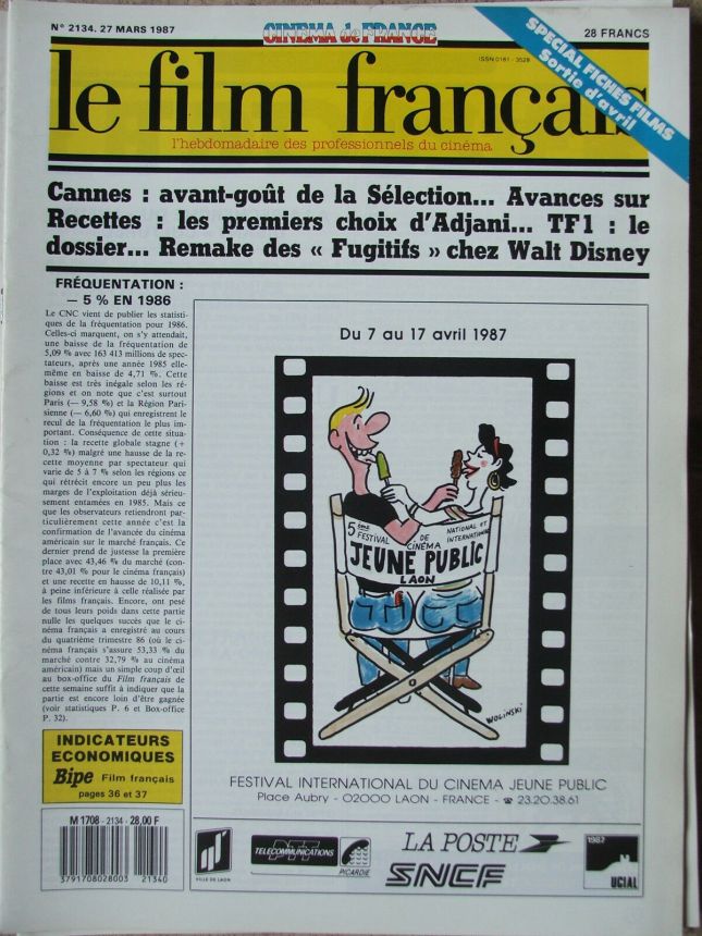 FILM FRANCAIS | LE magazine side cover Issue 2134 27 March 1987