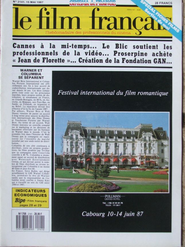 FILM FRANCAIS | LE magazine side cover Issue 2141 15 May 1987