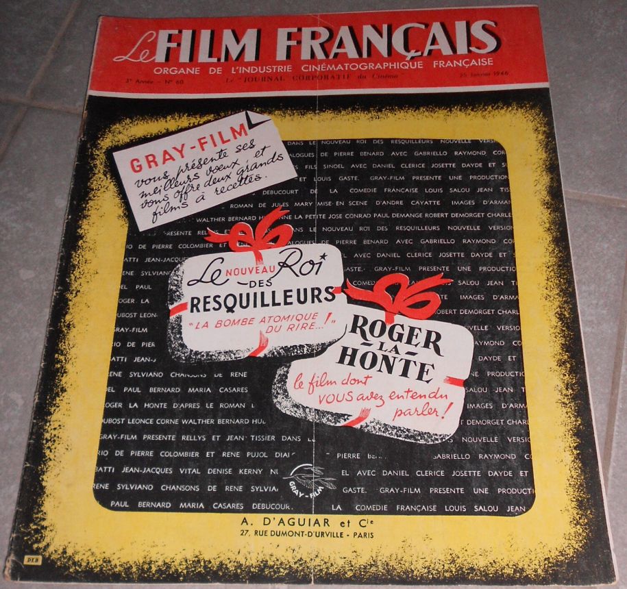 FILM FRANCAIS | LE magazine side cover Issue 60 25 January 1946