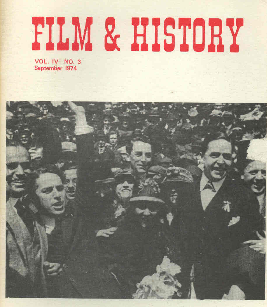 FILM AND HISTORY magazine side cover September 1974