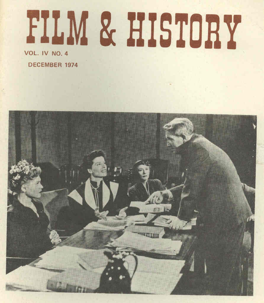 FILM AND HISTORY magazine side cover December 1974