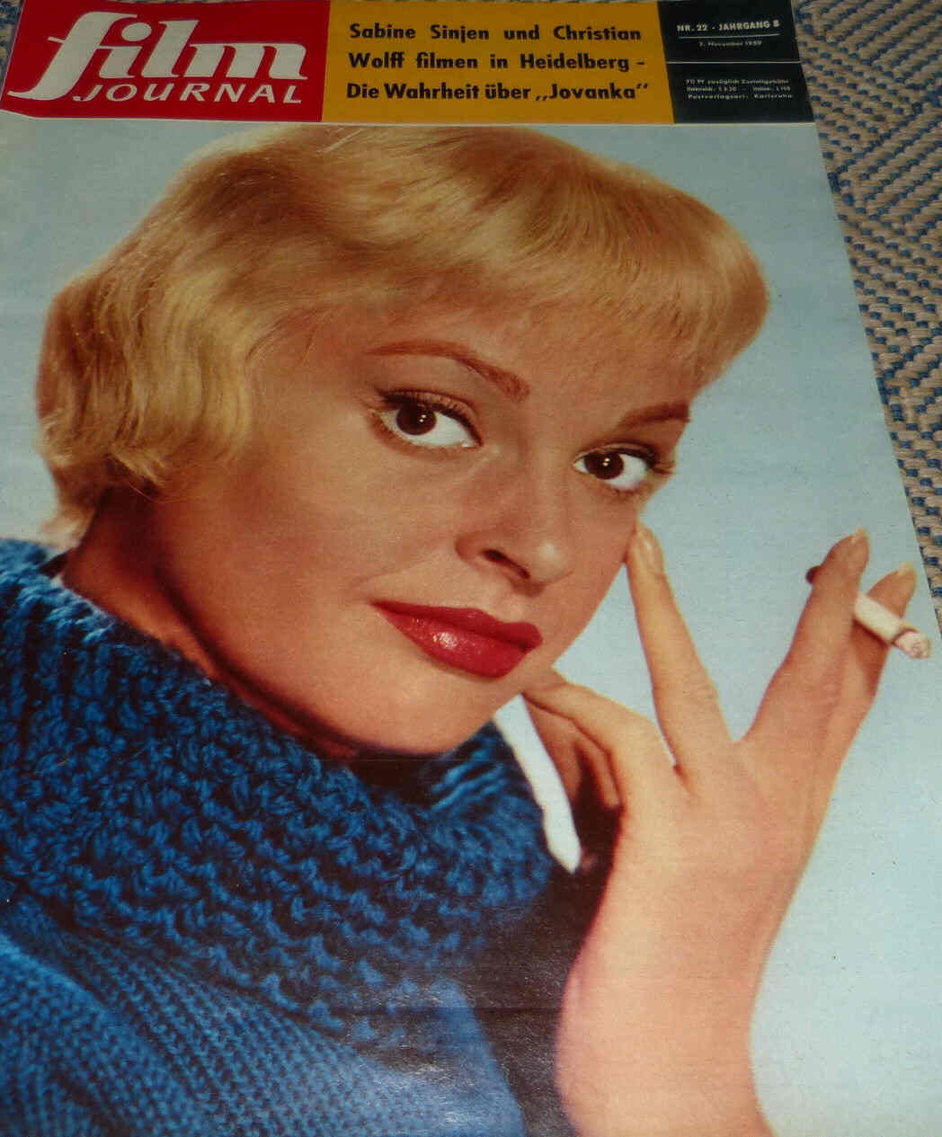FILM JOURNAL (De) magazine side cover Issue 22 2 November 1959