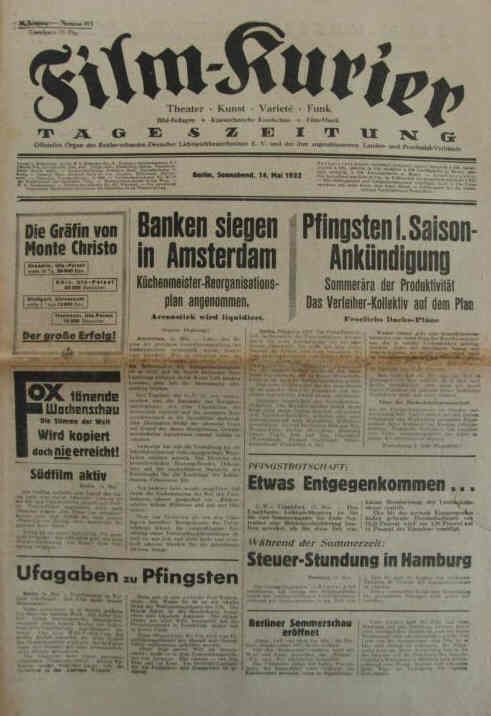 FILM-KURIER magazine side cover 23 April 1932