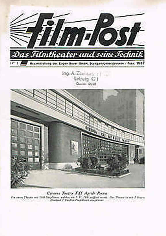 FILM-POST magazine side cover Issue 1  1937