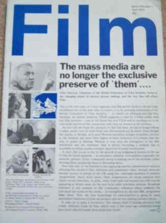 FILM (BFFS) magazine side cover Issue 1 April 1973