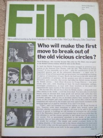 FILM (BFFS) magazine side cover Issue 3 June 1973