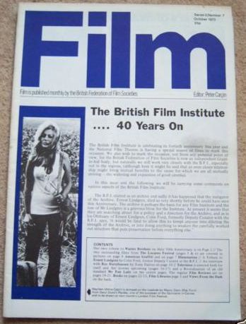 FILM (BFFS) magazine side cover Issue 7 October 1973
