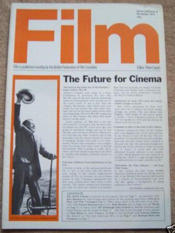 FILM (BFFS) magazine side cover Issue 8 November 1973