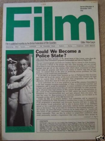 FILM (BFFS) magazine side cover Issue 9 December 1973