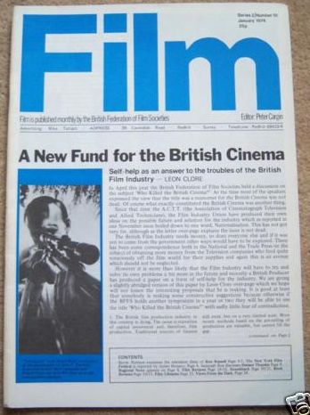 FILM (BFFS) magazine side cover Issue 10 January 1974