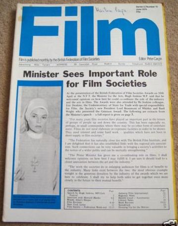 FILM (BFFS) magazine side cover Issue 15 June 1974