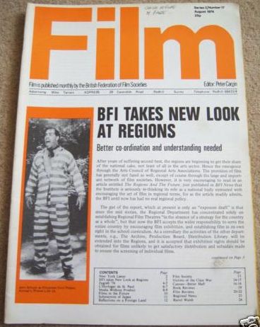 FILM (BFFS) magazine side cover Issue 17 August 1974