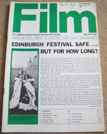 FILM (BFFS) magazine side cover Issue 18 September 1974