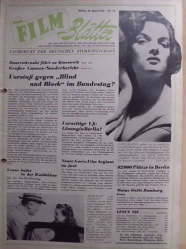FILMBLATTER magazine side cover Issue 16 April 1951