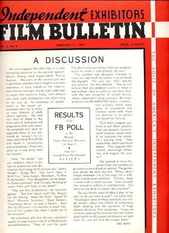 FILM BULLETIN magazine side cover  Vol 5 # 3 11 February 1939