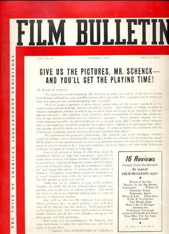 FILM BULLETIN magazine side cover 10 October 1939