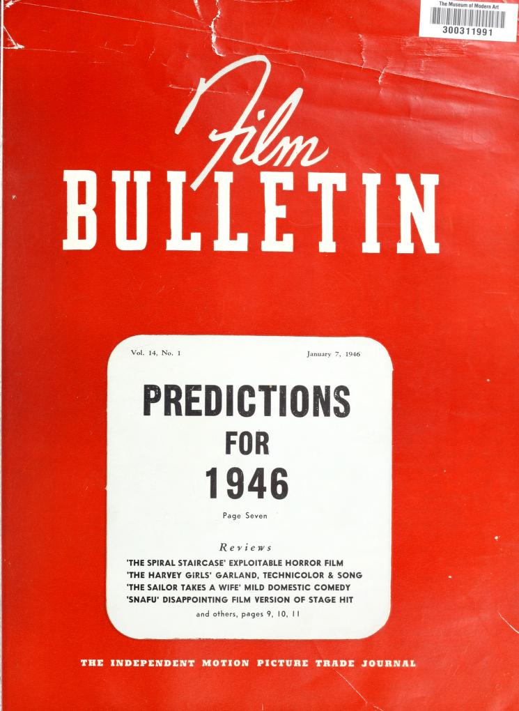 FILM BULLETIN magazine side cover 7 January 1946