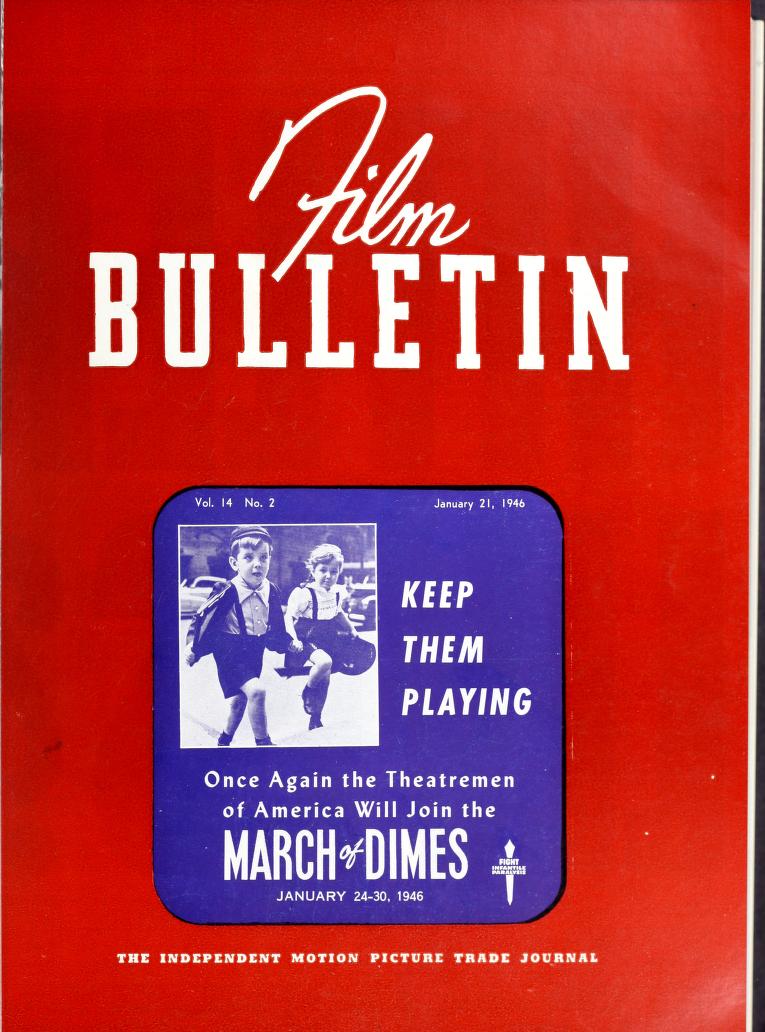 FILM BULLETIN magazine side cover 21 January 1946