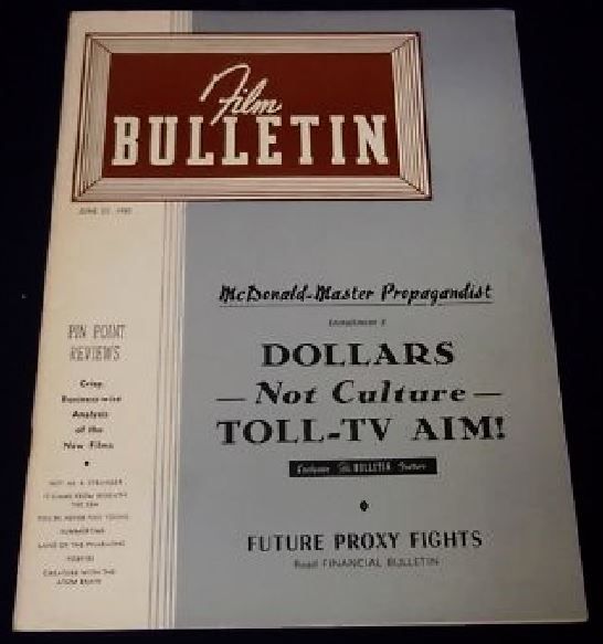 FILM BULLETIN magazine side cover 27 June 1955