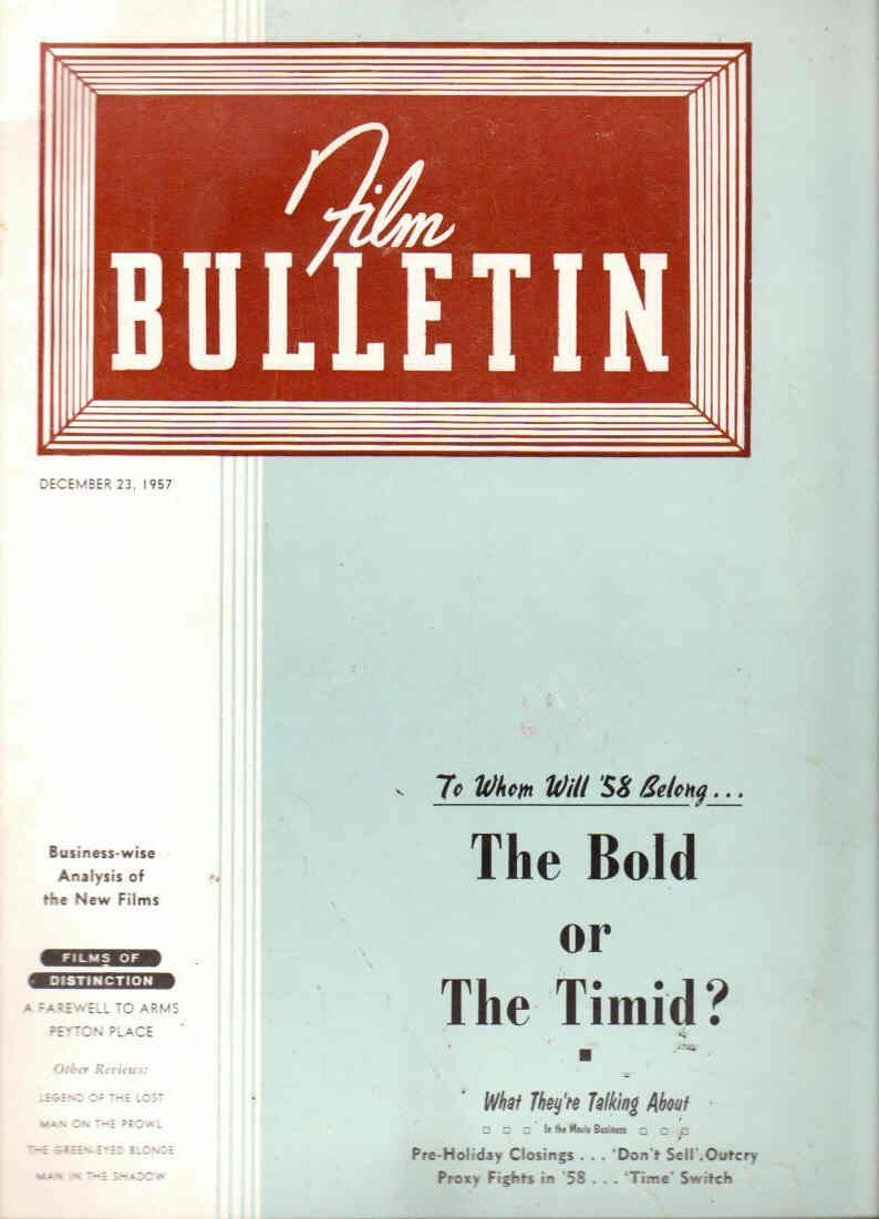 FILM BULLETIN magazine side cover 23 December 1957