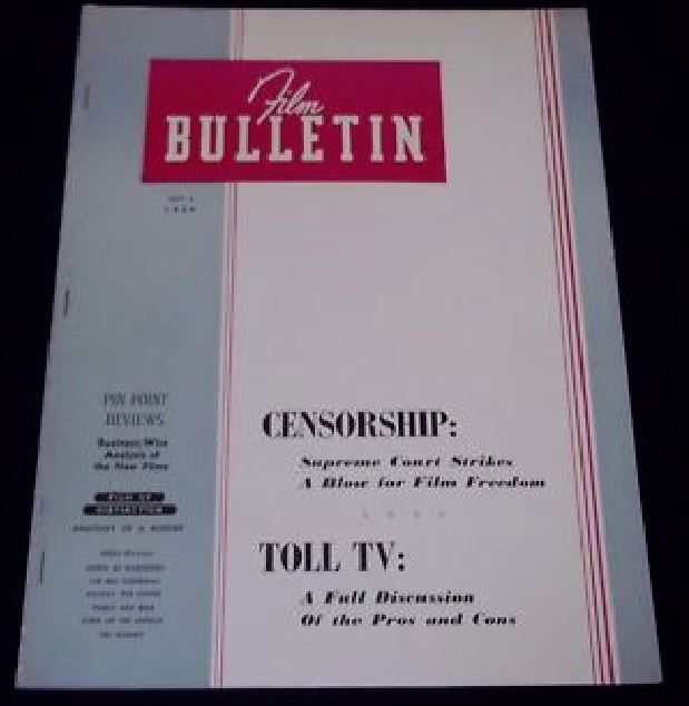 FILM BULLETIN magazine side cover 6 July 1959