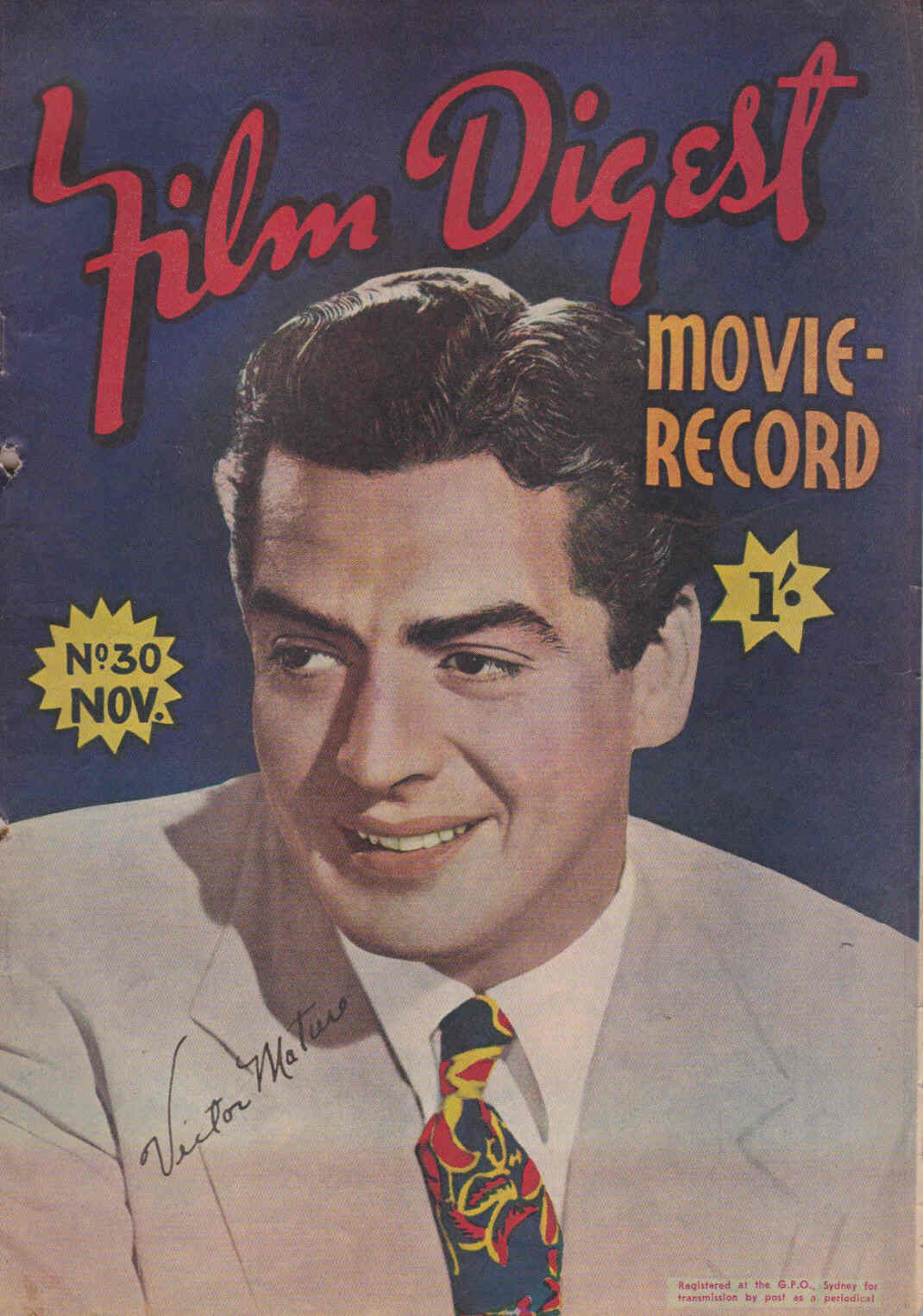 FILM DIGEST MOVIE-RECORD magazine side cover Issue 30 November 1947