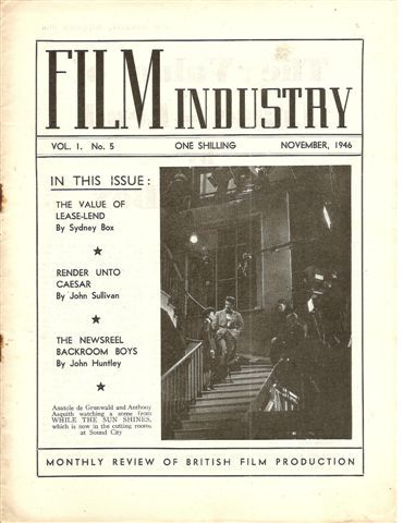 FILM INDUSTRY magazine side cover Issue 5 November 1946